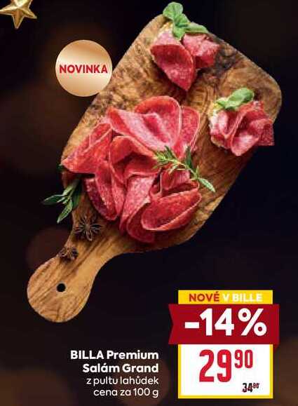 BILLA Premium Salám Grand z pultu lahůdek cena za 100g