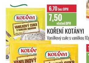 KOŘENÍ KOTÁNYI Vanilkový cukr s vanilkou 10g