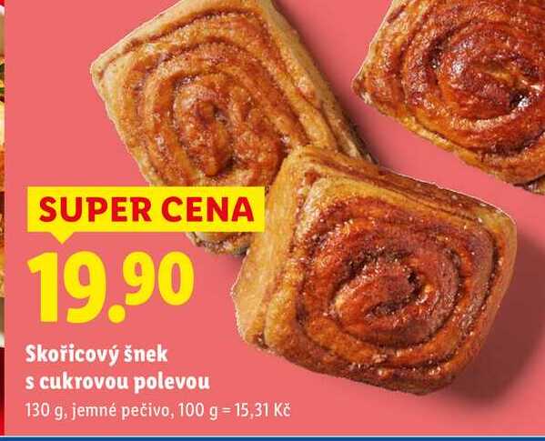 Skořicový šnek s cukrovou polevou, 130 g