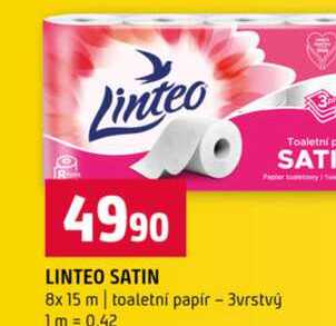 Linteo satin 8x 15 m toaletní papír 3vrstvý 