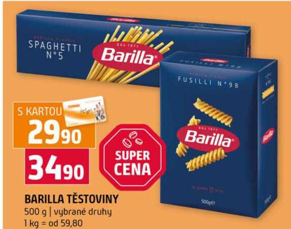 BARILLA TĚSTOVINY 500 g vybrané druhy 