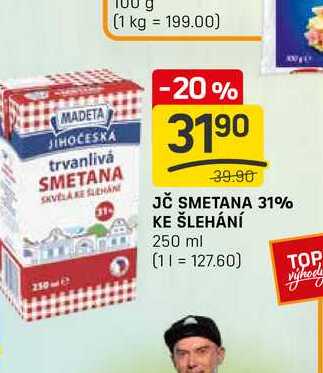 JČ SMETANA 31% KE ŠLEHÁNÍ อ 254 250 ml