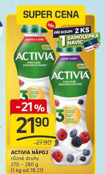 ACTIVIA NÁPOJ různé druhy 270 - 280 g