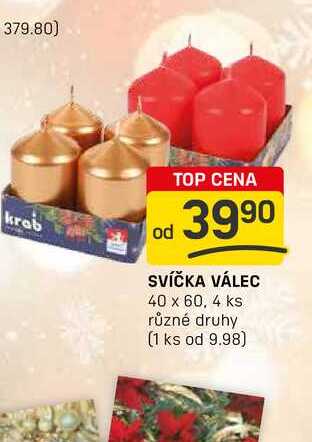 SVÍČKA VÁLEC 40 x 60, 4 ks různé druhy