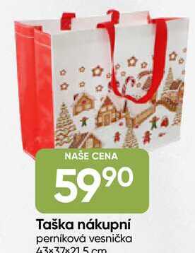 Taška nákupní perníková vesnička 43x37x215.cm 