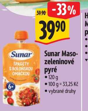 Sunar Maso - zeleninové pyré 120 g