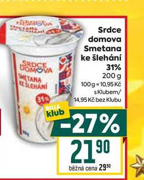 Srdce domova Smetana ke šlehání 31% 200 g
