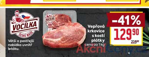 Vepřová krkovice s kosti plátky cena za 1 kg
