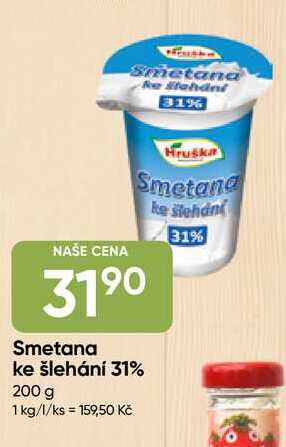 Hruška Smetana ke šlehání 31% 200 g