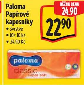 Paloma Papírové kapesníky, 10x 10 ks 