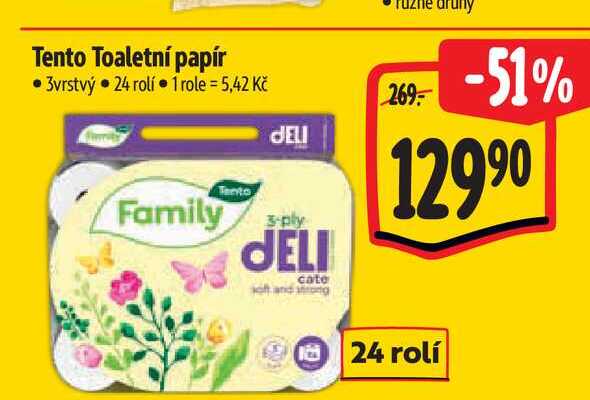 Tento Toaletní papír 3vrstvý 24 rolí