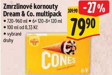 Zmrzlinové kornouty Dream & Co. multipack, 720-960 ml 
