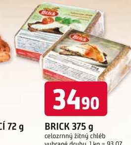 BRICK 375 g celozrnný žitný chléb