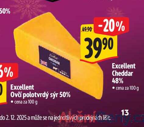   Excellent Cheddar 48% 100 g