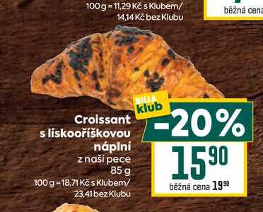 Croissant s liskooříškovou náplní z naší pece 85 g