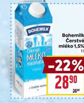 Bohemilk Čerstvé mléko 1,5% 1l
