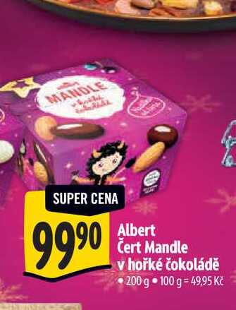 Albert Čert Mandle v hořké čokoládě 200 g