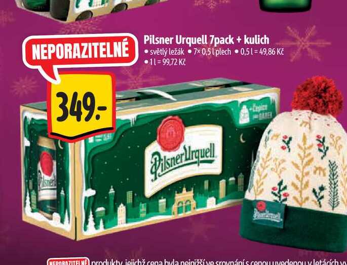 Pilsner Urquell 7pack + kulich / 7x0,5 l plech