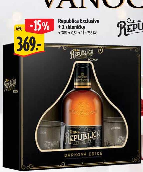  Republica Excluve+2 skleničky  0,5 l