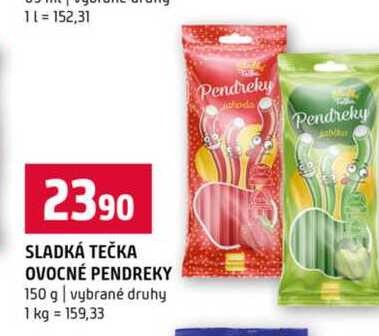 SLADKÁ TEČKA OVOCNÉ PENDREKY 150 g vybrané druhy 