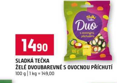 SLADKÁ TEČKA ŽELÉ DVOUBAREVNÉ S OVOCNOU PŘÍCHUTÍ 100 g