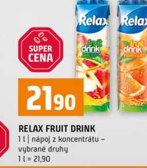 RELAX FRUIT DRINK 1l nápoj z koncentrátu vybrané druhy