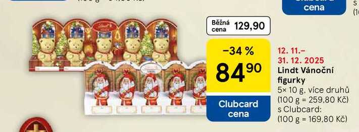 Lindt Vánoční figurky, 5x 10 g