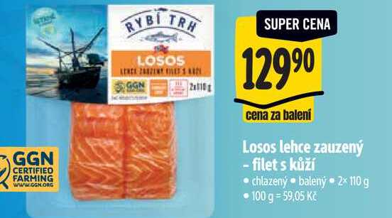 Losos lehce zauzený - filet s kůží, 2x 110 g