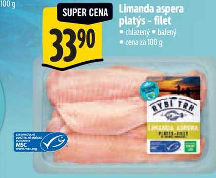 Limanda aspera platýs-filet, cena za 100 g