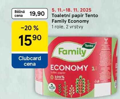 Toaletní papír Tento Family Economy, 1 role, 2 vrstvy 
