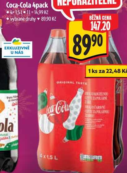 Coca-Cola 4pack, 4x 1,5 l