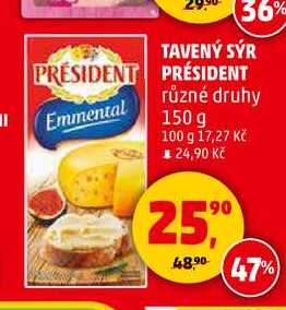 TAVENÝ SÝR PRÉSIDENT, 150 g 