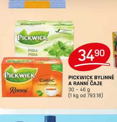 PICKWICK BYLINNÉ A RANNÍ ČAJE 30-46 g 