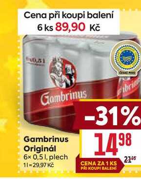 Gambrinus Originál 6x 0,51, plech