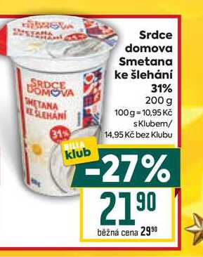 Srdce domova Smetana ke šlehání 31% 200 g