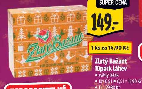 Zlatý Bažant 10pack láhev, 10x 0,5 l