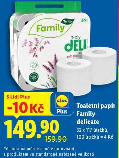 Toaletní papír Family delicate, 32x 117 útržků