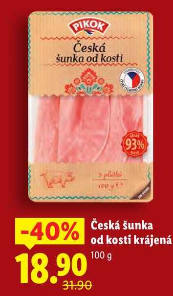 Česká šunka od kosti krájená, 100 g