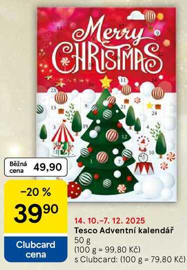 Tesco Adventní kalendář, 50 g
