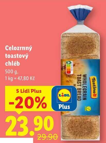 Celozrnný toastový chléb, 500 g