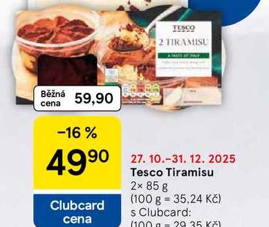 Tesco Tiramisu, 2x 85 g 