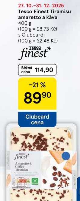 Tesco Finest Tiramisu amaretto a káva, 400 g