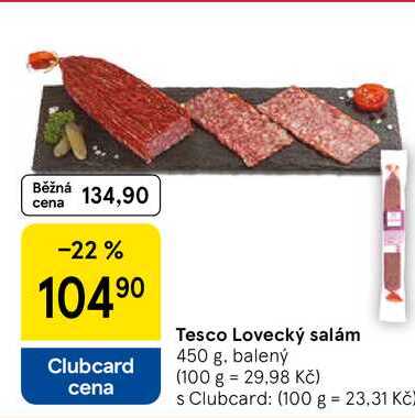 Tesco Lovecký salám, 450 g, balený