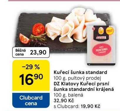 Kuřecí prsní šunka standardní krájená, 100 g