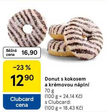 Donut s kokosem a krémovou náplní, 70 g