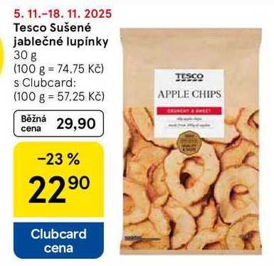 Tesco Sušené jablečné lupínky, 30 g