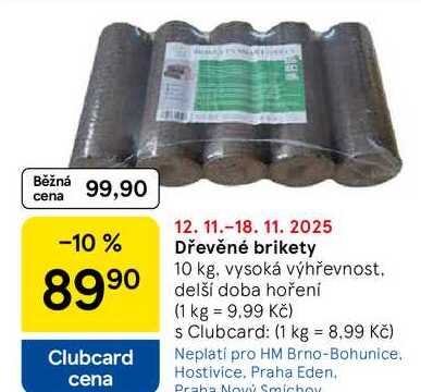 Dřevěné brikety, 10 kg, vysoká výhřevnost, delší doba hoření