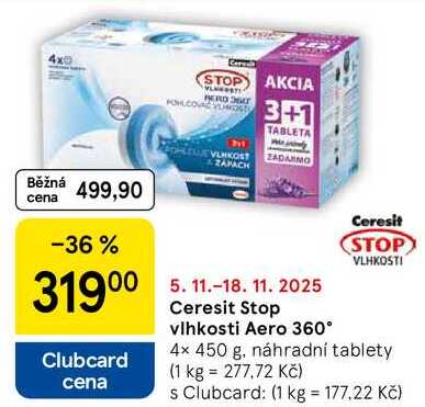 Ceresit Stop vlhkosti Aero 360° STOP VLHKOSTI, 4x 450 g, náhradní tablety