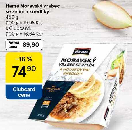 Hamé Moravský vrabec se zelím a knedlíky, 450 g