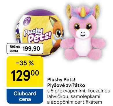 Plushy Pets! Plyšové zvířátko s 5 překvapeními, kouzelnou lahvičkou, samolepkami a adopčním certifikátem